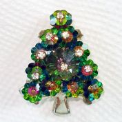 Margarita Rivoli Rhinestone Christmas Tree Brooch Pin