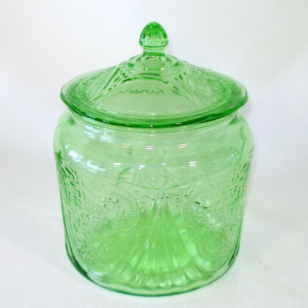 Green Royal Lace Hazel Atlas Depression Glass Cookie Jar