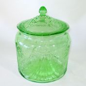 Green Royal Lace Hazel Atlas Depression Glass Cookie Jar