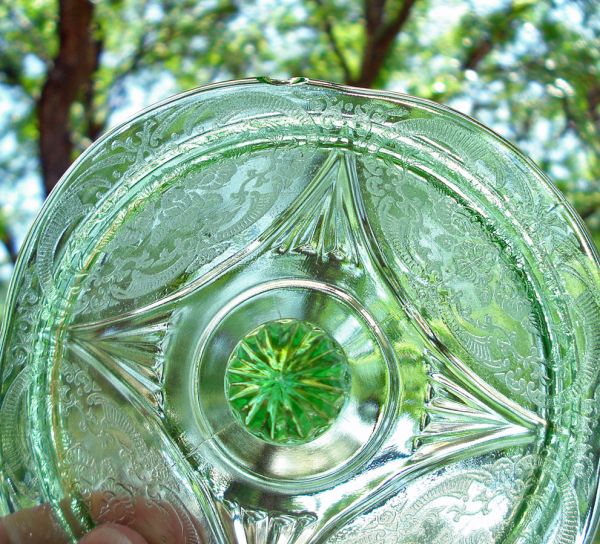 Green Royal Lace Hazel Atlas Depression Glass Cookie Jar #3