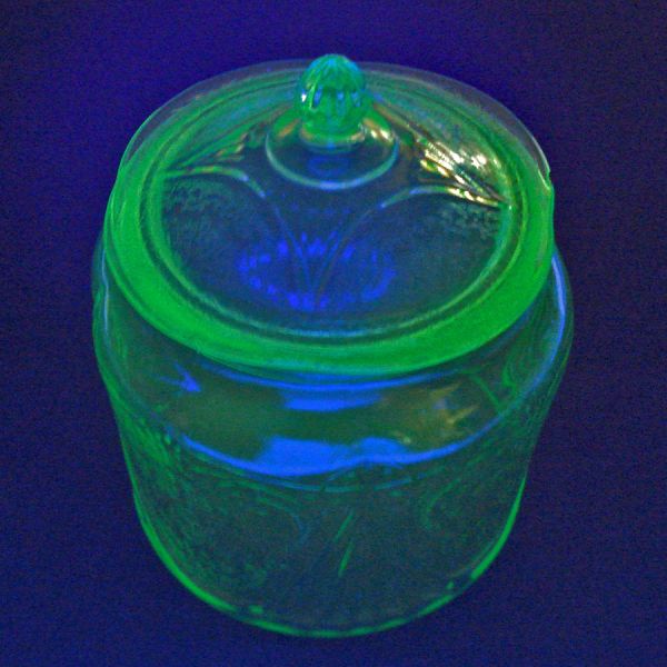 Green Royal Lace Hazel Atlas Depression Glass Cookie Jar #4