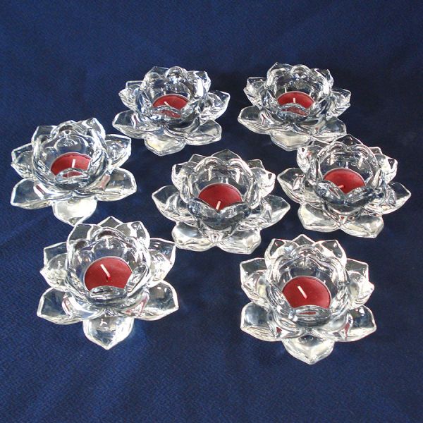 7 Mikasa Crystal Lotus Flower Candle Holders