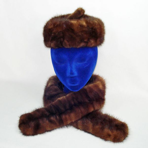 Art Betts Mink Fur Cape Pillbox Hat and Stole Collar Set #6