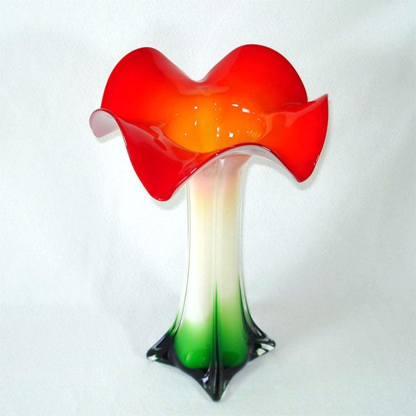 Italian Art Glass Flower Form Tall Vase #1