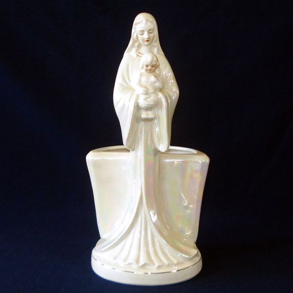 Napco Iridescent Madonna And Child Figural Planter