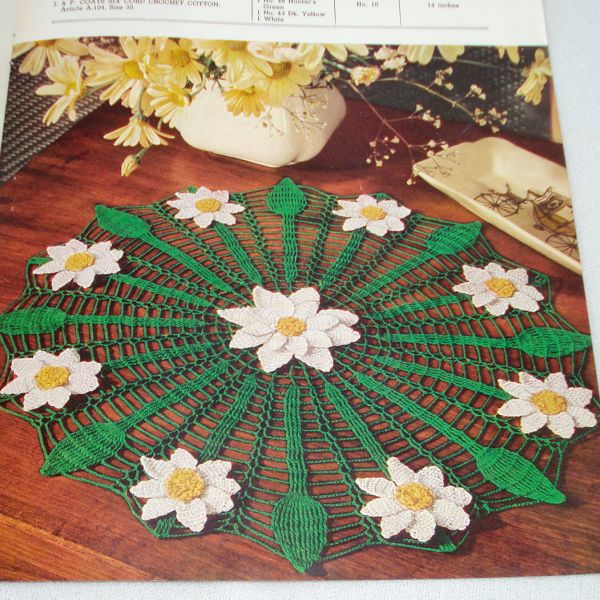 Newest In Floral Doilies 1950 Crochet Pattern Instruction Booklet #7