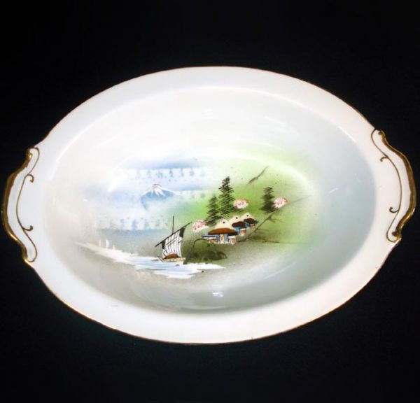 6 Pieces Oriental Landscape Scene Porcelain China Cups Plates Bowl #2