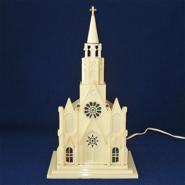 Paramount Raylite 1950s Musical Lighted Christmas Church In Box #4