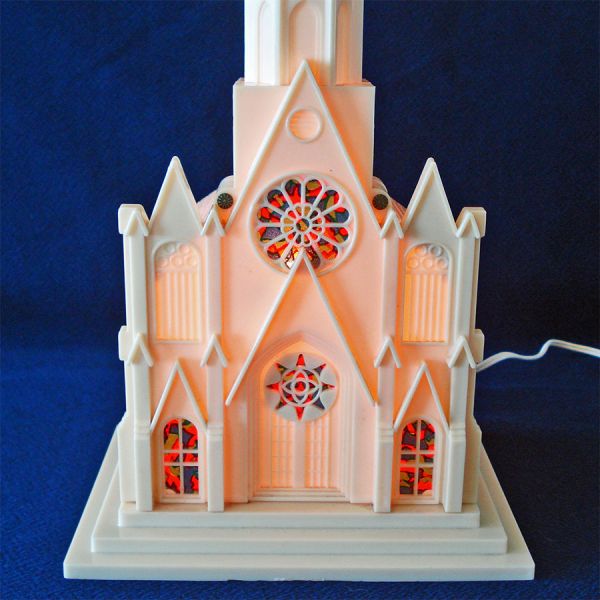 Paramount Raylite 1950s Musical Lighted Christmas Church In Box #6