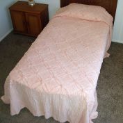 King Queen Peach Color Chenille Bedspread