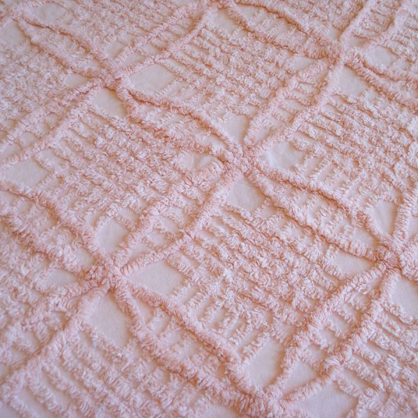 King Queen Peach Color Chenille Bedspread #4