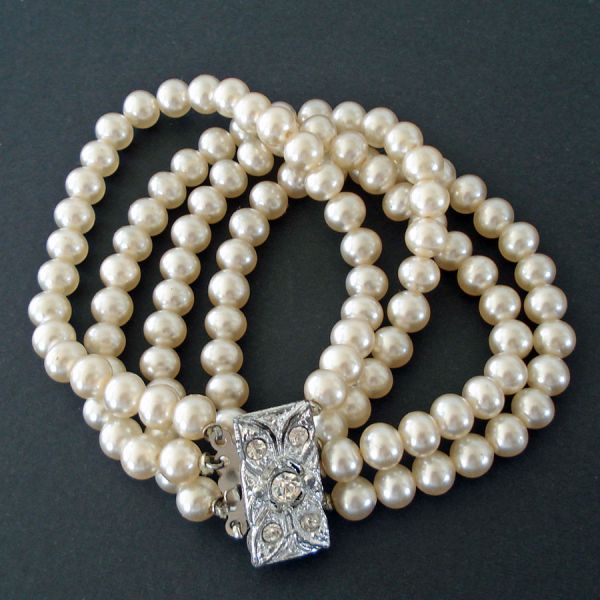 Four Strand 1950s Faux Pearl Bracelet #2