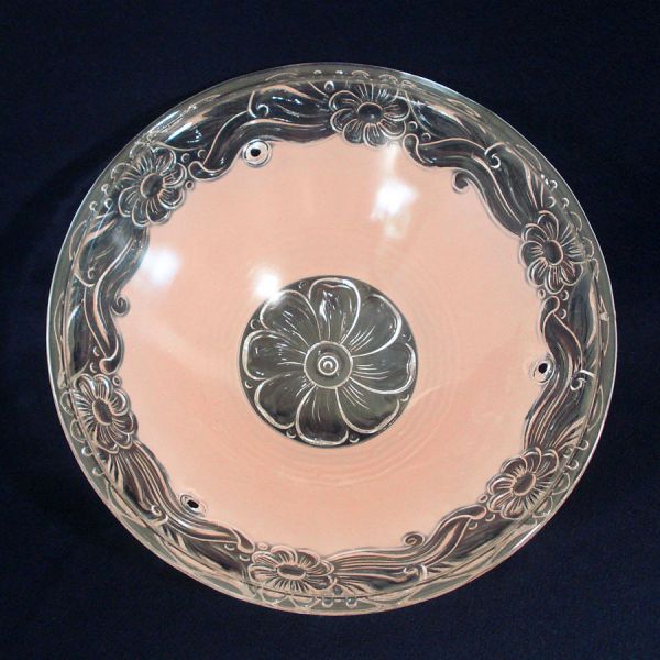 Pink Floral 3 Chain Glass Ceiling Light Shade #3