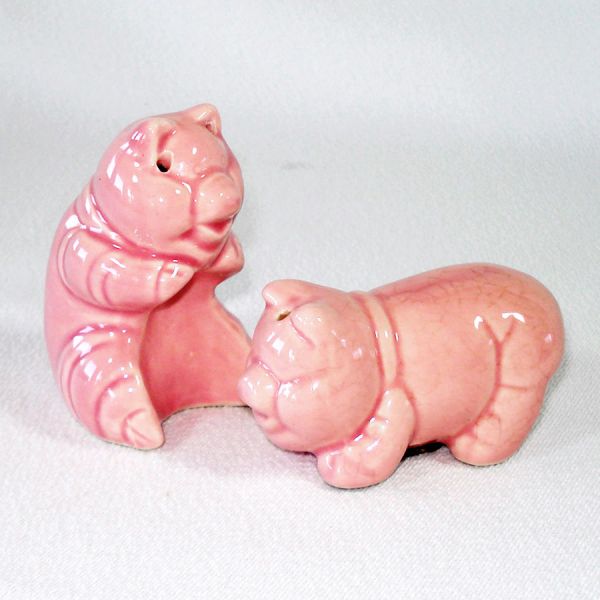 Amorous Pink Pigs Ceramic Salt Pepper Shakers #3