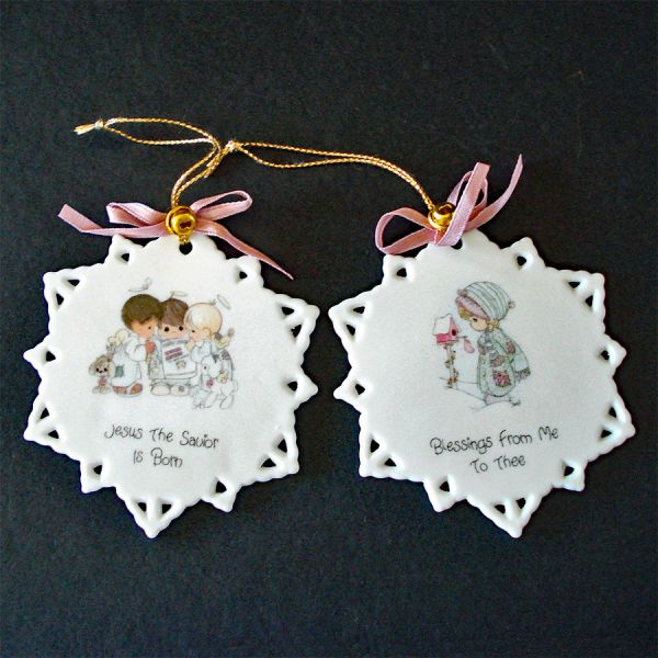 Precious Moments Box 4 Christmas Snowflake Ornaments #3