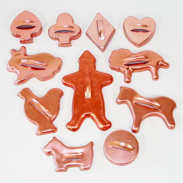 Pink Aluminum Cookie Cutters in Santa Biscuit Tin #2