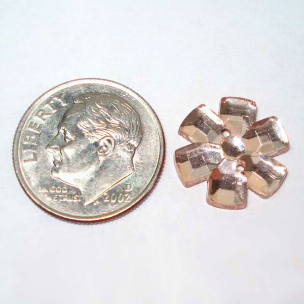 12 Pink Czech Glass Flower Buttons or Sew-On Jewels #2