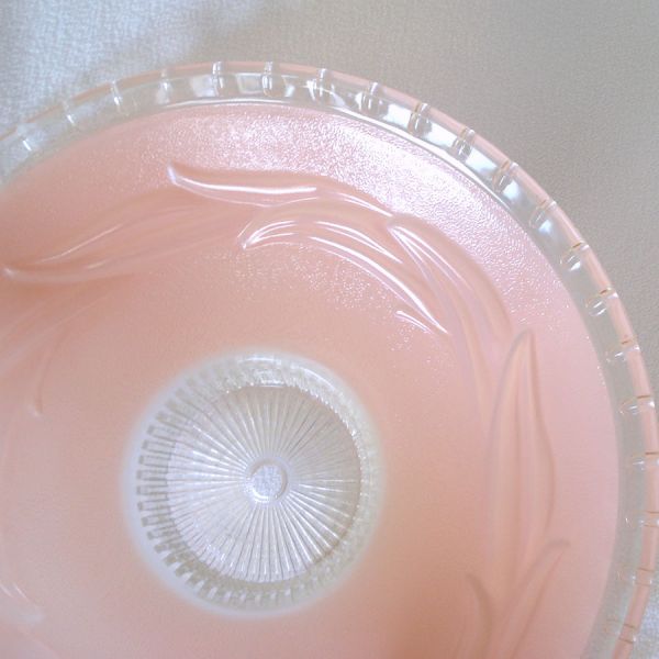 Pink and Clear Glass Ceiling Light Shade Embossed Leaves #3