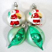 Poland Stenciled Santa, Teardrops Glass Christmas Ornaments