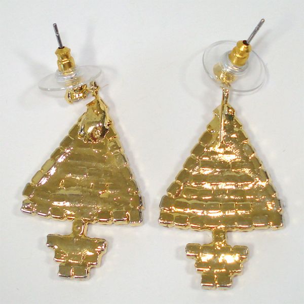 Glittery Rhinestone Christmas Tree Pierced Earrings #2