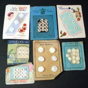 7 Cards Vintage Antique Mother of Pearl Buttons