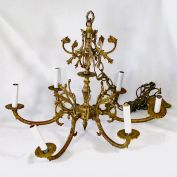 Spanish Brass 6 Arm Chandelier For Restoration or Parts