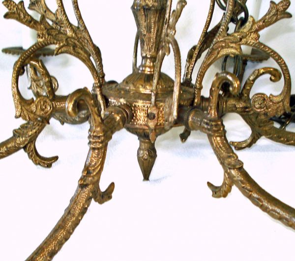 Spanish Brass 6 Arm Chandelier For Restoration or Parts #4