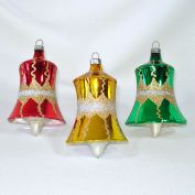 Pyramid Glittered Bells Glass Christmas Ornaments