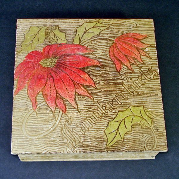 Pyrographic Handkerchief Box Filled With Hankies #1