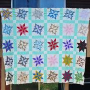 Pinwheel Star Hand Stitched Patchwork Quilt Top 95 by 80