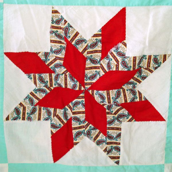 Pinwheel Star Hand Stitched Patchwork Quilt Top 95 by 80 #5