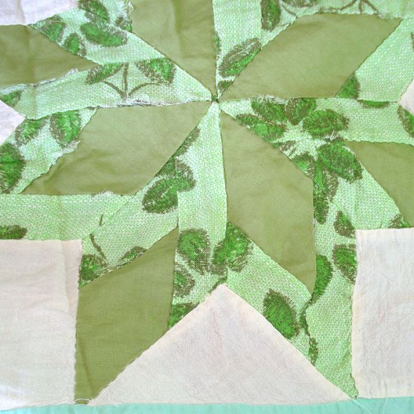 Pinwheel Star Hand Stitched Patchwork Quilt Top 95 by 80 #6
