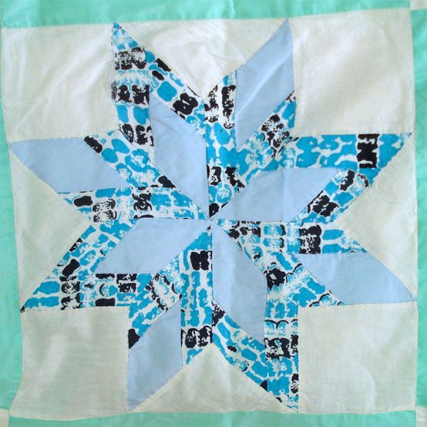 Pinwheel Star Hand Stitched Patchwork Quilt Top 95 by 80 #7