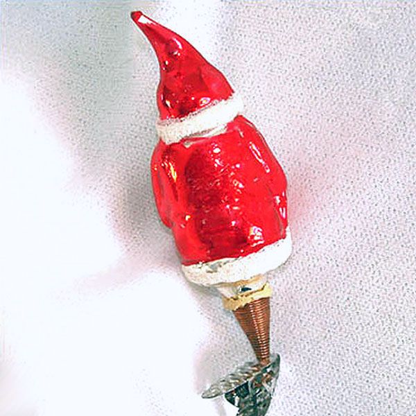 Santa Claus With Tree Clip On Glass Christmas Ornament #2