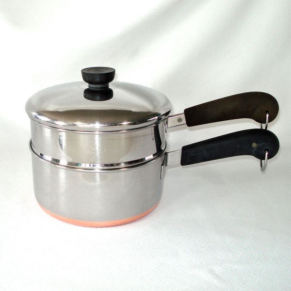 Revere Copper Bottom 2 Quart Saucepan Plus Boiler Insert #2