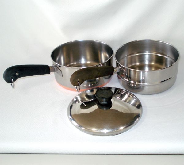 Revere Copper Bottom 2 Quart Saucepan Plus Boiler Insert #3