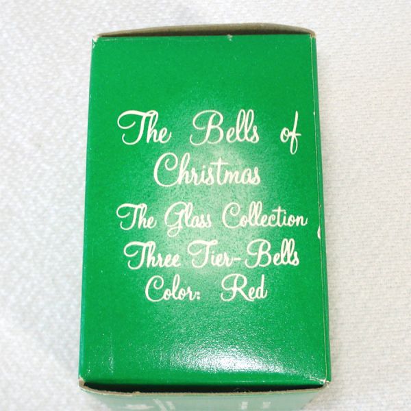 Nested Triple Red Glass Bells of Christmas Ornament #4