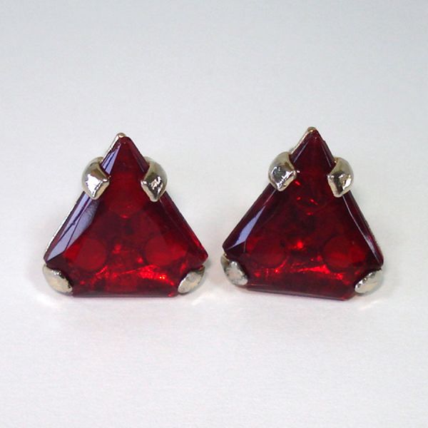 Triangle Cut Red Glass Goldtone Cufflinks #2
