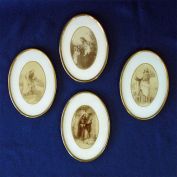 Framed Oval Jesus Religious Pictures Set of 4