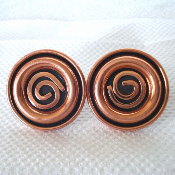 Renoir Modernist Spiral Coils Solid Copper Cufflinks #1