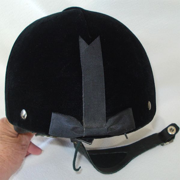 Black Velvet Hunt Crown Equestian Riding Cap Helmet Size 7-1/4 #4