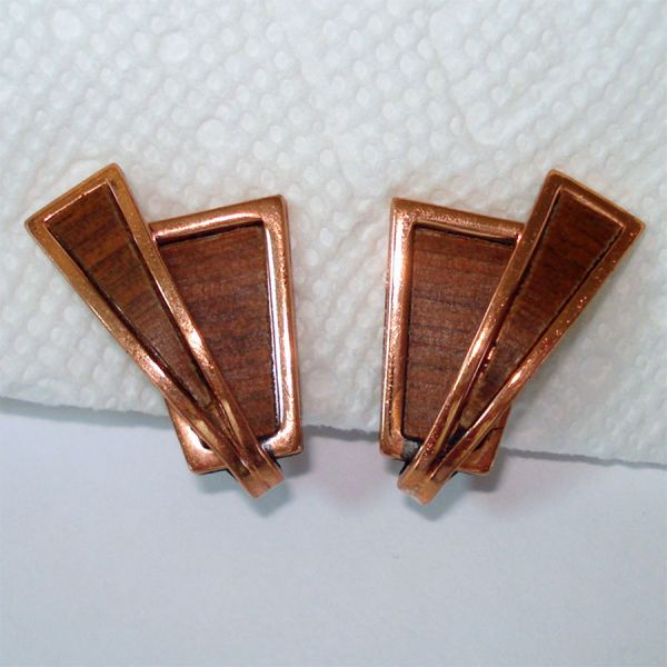 Renoir Nile Copper and Wood Clip Earrings #2