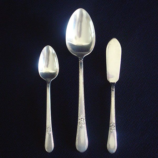 Adoration Rogers Silverplate Master Butter Knife, Serving Spoon, Teaspoon
