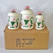 Ceramic Roses 1980s Canister Set in Original Box