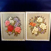 Pair 1940s Large Framed Averill Floral Prints