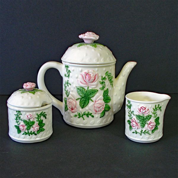 Ceramic Roses 1980s Tea or Coffee Set in Original Box #3