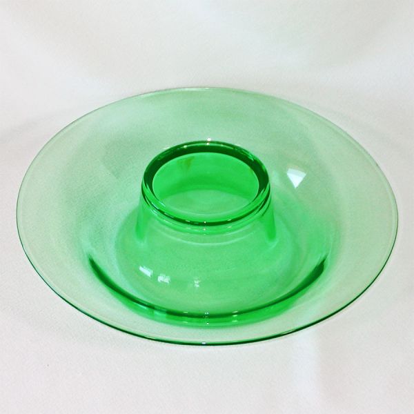 Green Uranium Glass Rolled Rim Console Bowl #2