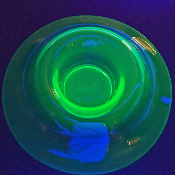 Green Uranium Glass Rolled Rim Console Bowl #3
