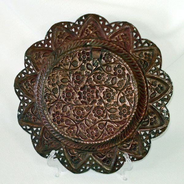 Embossed Flowers Reticulated Copper Wall Charger #2