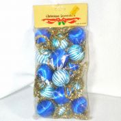 Package Blue Satin Ball and Gold Tinsel Christmas Garland